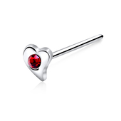 Stone Heart Shaped Silver Straight Nose Stud NSKA-200